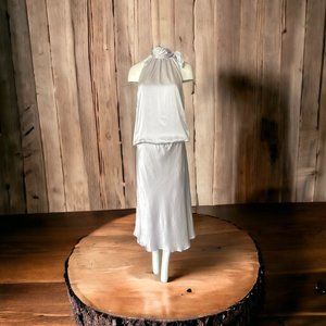 Lynn Lugo Women's Casual formal Halter Long Cocktail Dress 100% Silk Made In USA